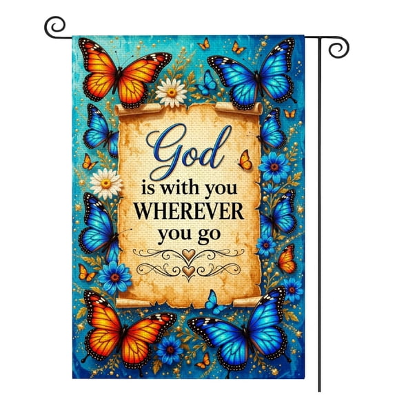 SPXUBZ God Bless America Religious Garden Flag, Polyester Outdoor Lawn Yard Decorative Flag, 12x18 Inch Single-Sided
