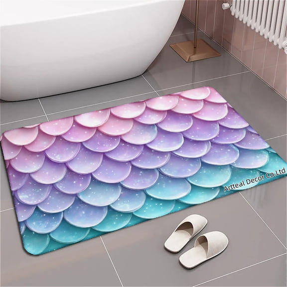SPXUBZ Gradient Scales Pattern Print Non Slip Kitchen Mats Bathroom Rugs Floor Mats for Floor 24x16 inch
