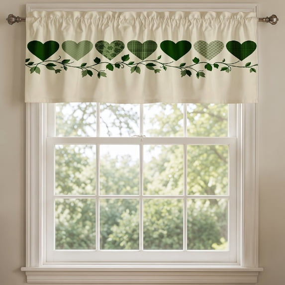 SPXUBZ Green Heart Border Window Valance Kitchen Curtain Valance Rod Pocket Home Decor
