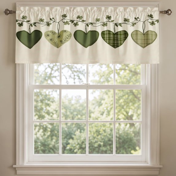 SPXUBZ Green Heart Vine Window Valance Kitchen Curtain Valance Rod Pocket Home Decor