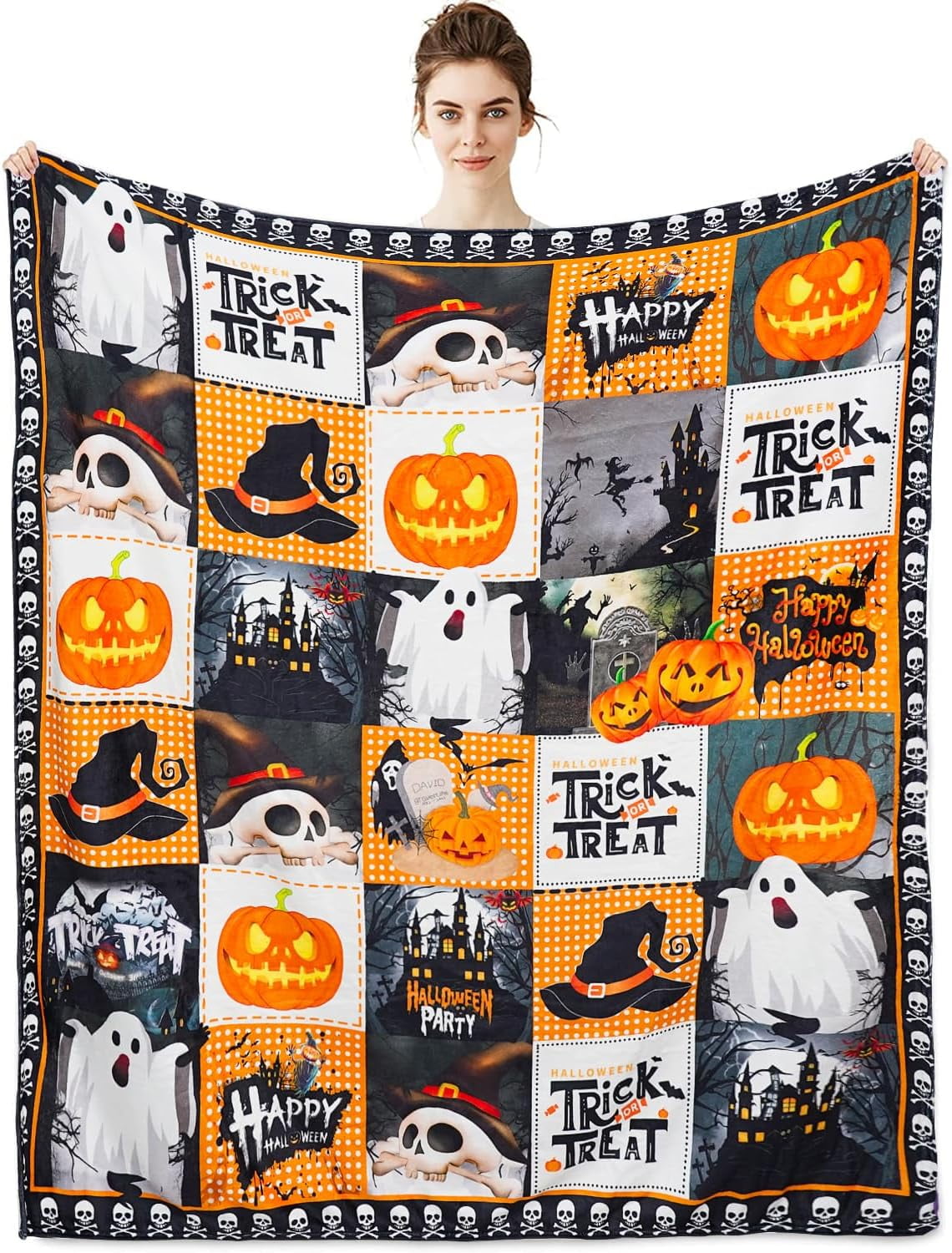 SPXUBZ Halloween Blanket Halloween Pumpkin Flannel Throw Blankets for