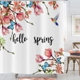 thumbnail image 1 of SPXUBZ Hello Spring Floral Shower Curtain, Pink Blossom Flower with Bird Butterflies Bathroom Curtain Home Decor Waterproof Fabric Machine Washable with Hooks 72x72inch, 1 of 5