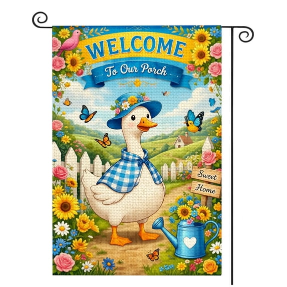 SPXUBZ Hummingbird and Hibiscus Floral Garden Flag, Polyester Outdoor Lawn Yard Decorative Flag, 12x18 Inch Single-Sided Print