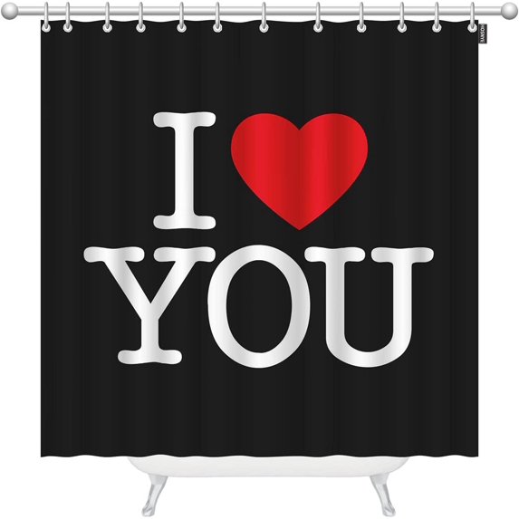 SPXUBZ I Love You Valentine's Day Symbol of Love Polyester Waterproof Shower Curtain with Hooks 72 x 72 Inch