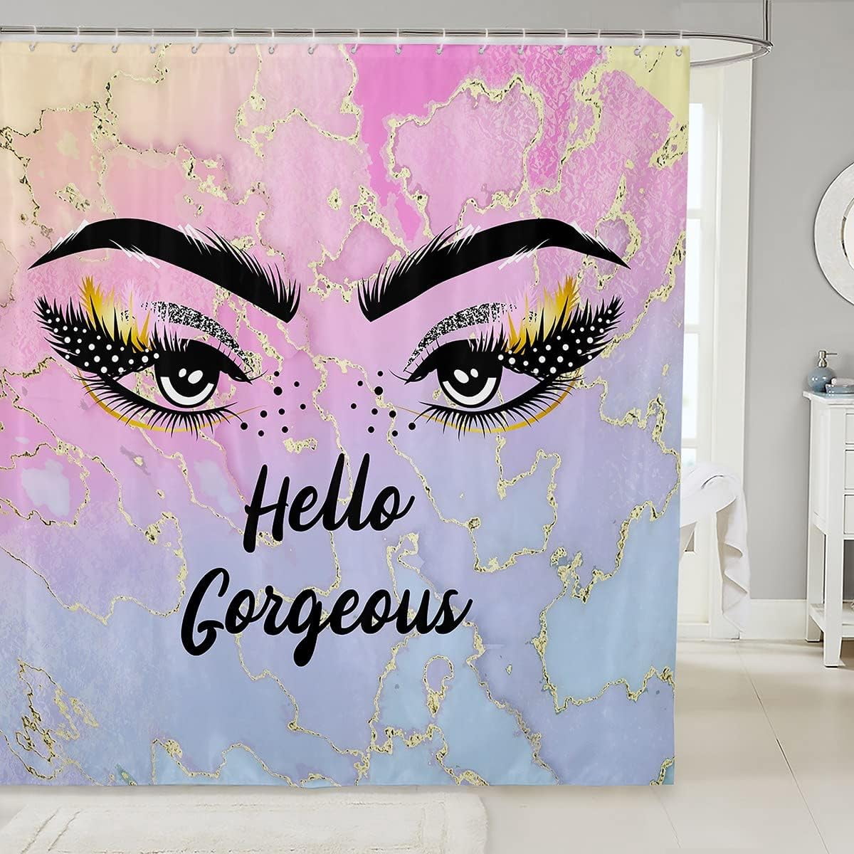 SPXUBZ Kids Eyes Shower Curtains Black Eyelashes Bathroom Curtains for