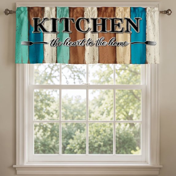 SPXUBZ Kitchen Sign Window Valance Farmhouse Wood Curtain Valance Rod Pocket Home Decor
