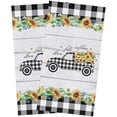 thumbnail image 1 of SPXUBZ Kitchen Towels, Black and White Buffalo Plaid Truck Sunflower for Home Kitchen Decor Housewarming Gift Towel Set of 2, 1 of 5
