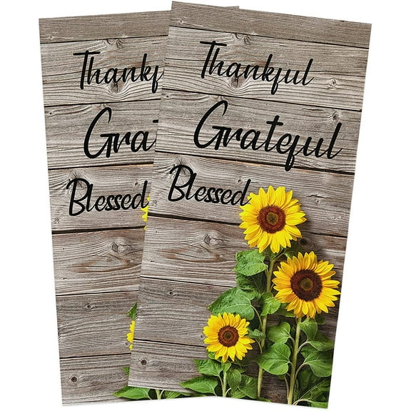 SPXUBZ Kitchen Towels, Wood Grain Sunflower for Home Kitchen Decoration Housewarming Gift Towel Set of 2