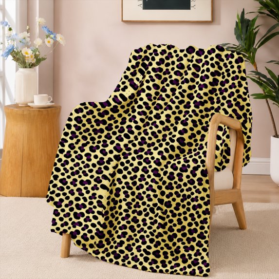 SPXUBZ Leopard Print Flannel Fleece Blanket, Animal Pattern Throw Blanket, Soft Cozy Warm Blanket for Bedroom Sofa Couch Home Decor 60"x50"