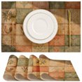 SPXUBZ Linen Placemats Vintage Farmhouse Tile Grid Pattern Table Mats ...