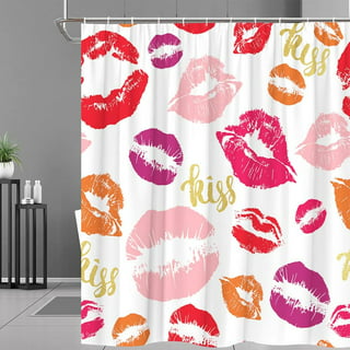 Pink high-heeled shower curtain sexy red lip makeup bathroom decoration  flowers and plants shower curtain cortina de la ducha