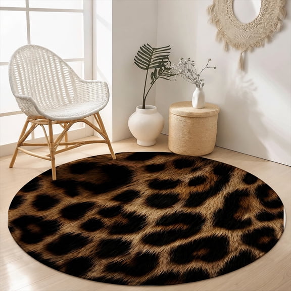 SPXUBZ Luxury Dark Cheetah Leopard Skin Print Round Area Rug, Velvet Washable Circle Carpet, Non-Slip Backing Floor Mat for Bedroom Living Room Chic Room Aesthetic (31.5", 39.4", 63", 78.7")