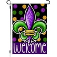 thumbnail image 1 of SPXUBZ Mardi Gras Garden Flag for Outside 12x18 Inch Double Sided Small Burlap polka dots welcome Yard Outdoor New Orleans Carnival Celebration, 1 of 4