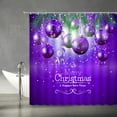 thumbnail image 1 of SPXUBZ Merry Christmas Shower Curtain  Christmas Balls Pine Leaf Star Happy New Year Holiday Festival Theme Fabric Bathroom Curtains Decor Set with Hooks,72" W x 72" L, 1 of 5