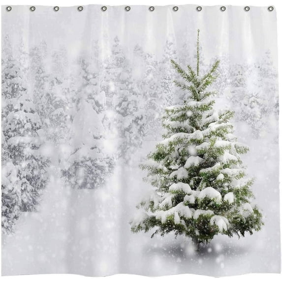 SPXUBZ Merry Christmas Snowflake Shower Curtain Set,Winter Blue Waterproof 72x72 inch with 12 Hooks