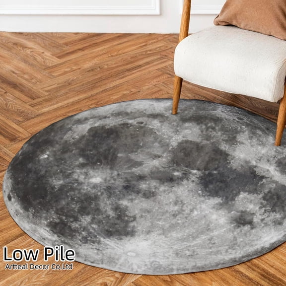 SPXUBZ Moon Surface Pattern Print Soft Small Round Area Rugs Non Slip Indoor Floor Carpet for Living Room Bedroom 31.5 inch 39.3inch 63inch