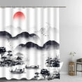thumbnail image 1 of SPXUBZ Mountain Shower Curtain, Asian Japanese Nature Scenery Sunset Sunup Shower Curtains, Abstract Artwork Shower Curtain Set, 12 Hooks, Waterproof Washable Upgraded Polyester, 72"x72"inch, 1 of 5