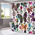 thumbnail image 1 of SPXUBZ Multicolored Butterfly Shower Curtain Floral Boho Rustic Farmhouse Shower Curtain Set with Hooks Cloth Fabric Curtain Bathtubs Bathroom Decor Accessories 72" x 72"inch, 1 of 5