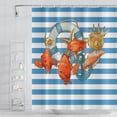 thumbnail image 1 of SPXUBZ Nautical Shower Curtain Lifebuoy Goldfish Blue and White Stripes Shower Curtain with Hooks Machine Washable Polyester Durable Fabric, for Bathroom Showers, Stalls and Bathtubs, 72x72 Inch, 1 of 5