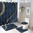 thumbnail image 1 of SPXUBZ Navy Blue Polyester Bath Rug Set, Waterproof (4-Piece), 1 of 7