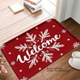thumbnail image 1 of SPXUBZ Non Slip Flannel Floor Mat Welcome Snowflake Design Red Christmas Theme for Bathroom Kitchen Bedroom Decor 16x24 inch, 1 of 5