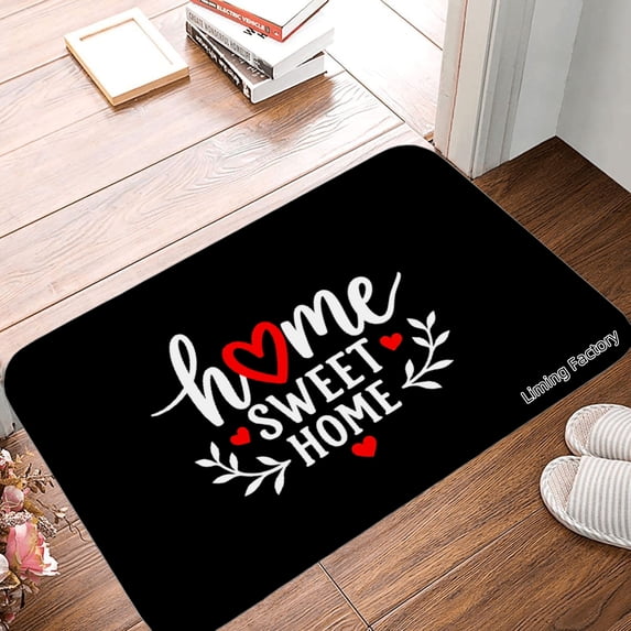 SPXUBZ Non Slip Flannel Polyester Floor Mat Home Sweet Home Design For Bathroom Kitchen Bedroom Decoration 24x16 inch