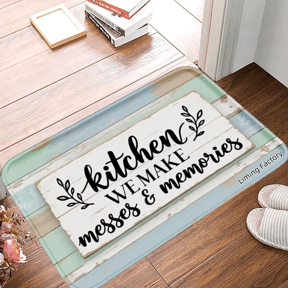 SPXUBZ Non Slip Flannel Polyester Floor Mat Kitchen We Make Messes And Memories For Bathroom Kitchen Bedroom Decoration 24x16 inch