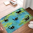 thumbnail image 1 of SPXUBZ Non Slip Flannel Polyester Kitchen Floor Mat With Black Cats On Lily Pads Design For Bedroom Bathroom Decoration 24x16 inch, 1 of 5