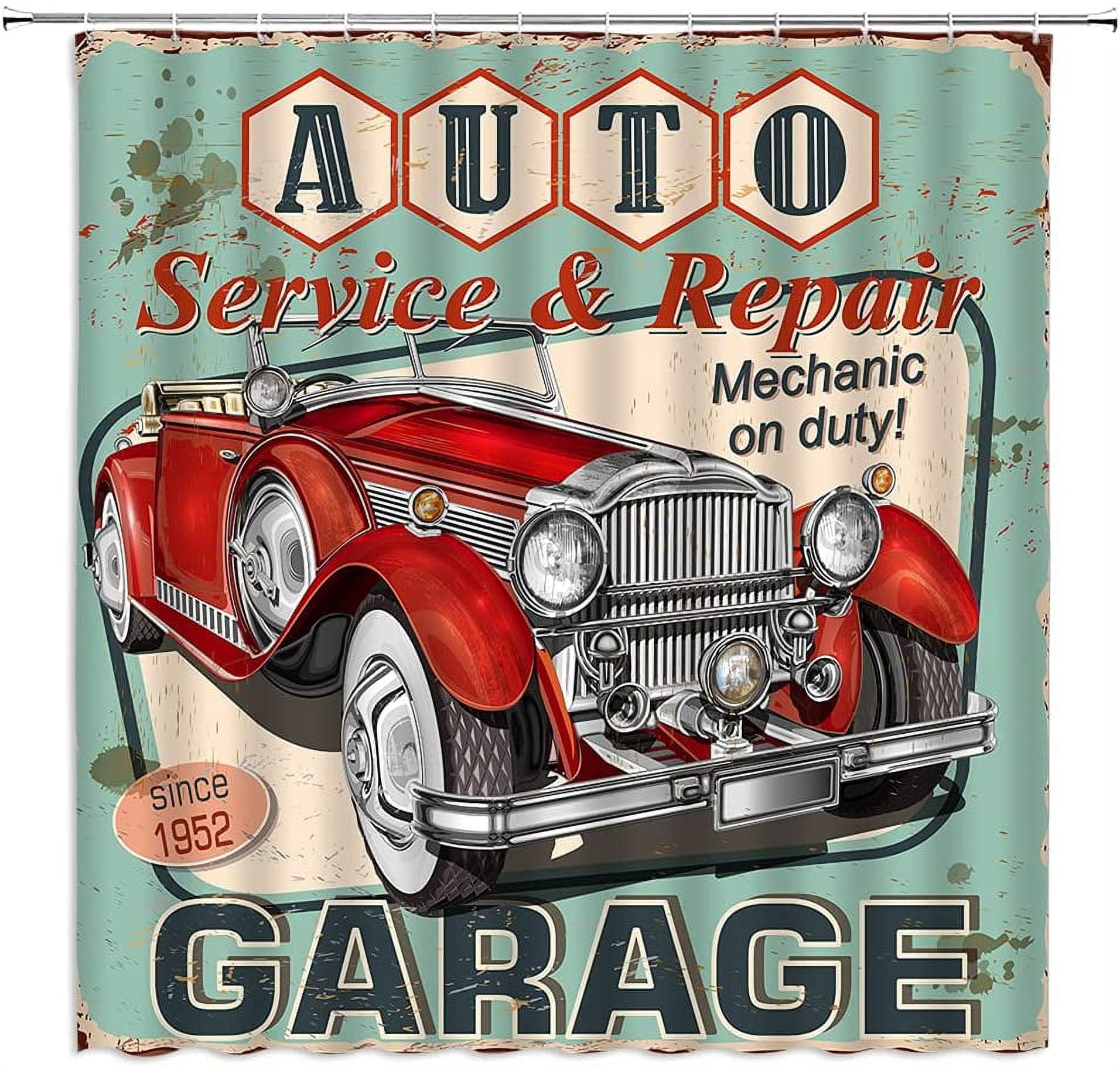 Retro Rug, Root 66 Garage Service Repair Retro Rug, Old American