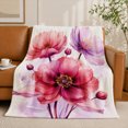 thumbnail image 1 of SPXUBZ Pink Floral Flannel Fleece Blanket Soft Flower Throw Blanket Botanical Blossom Pattern Cozy Warm Blanket for Bed Sofa Couch Home Decor 50"x40", 1 of 5