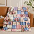 thumbnail image 1 of SPXUBZ Pink Floral Rose Patchwork Plaid Grid Flannel Throw Blanket Soft Warm Cozy Fleece Blanket for Bed Couch Sofa Room Decor, 1 of 5