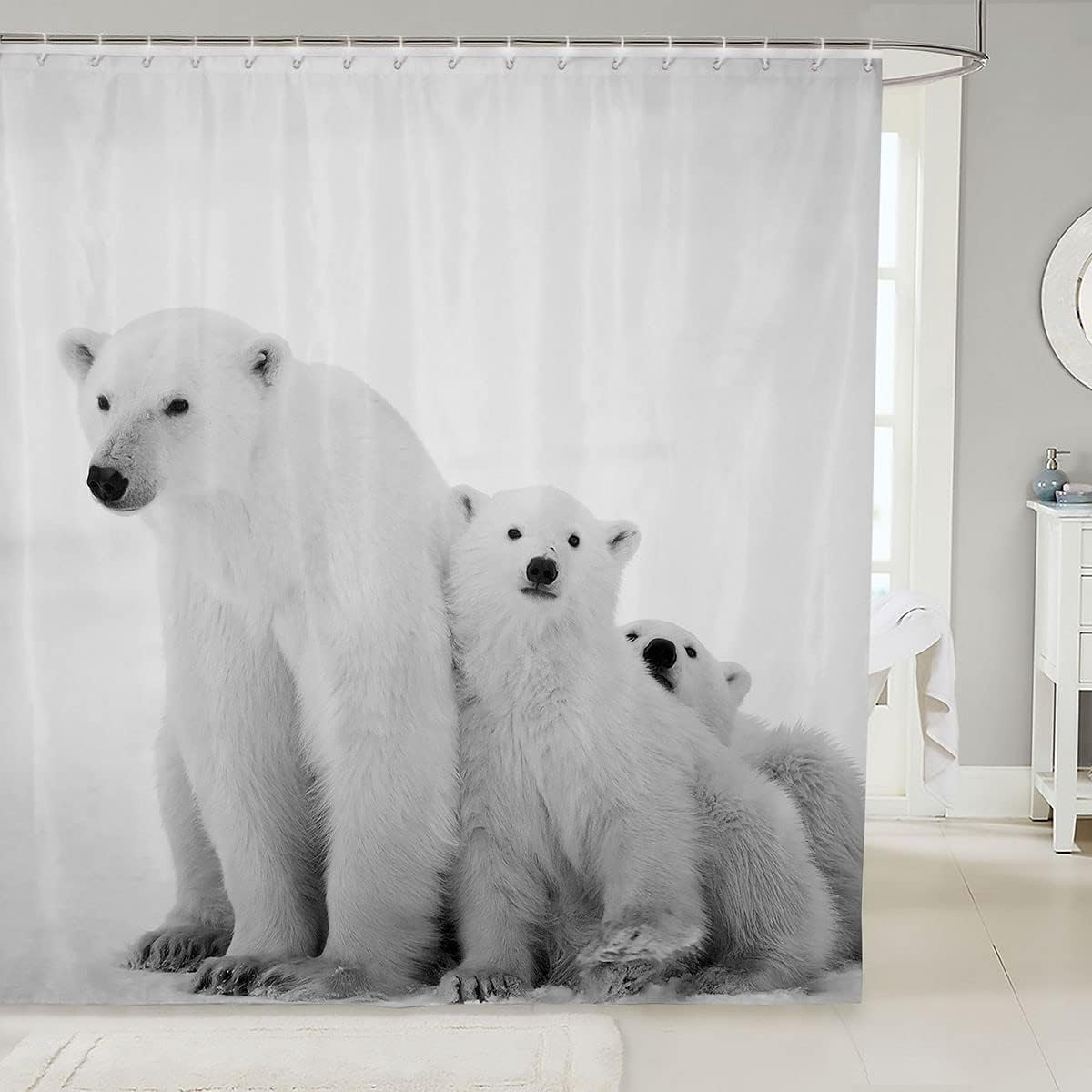 SPXUBZ Polar Bear Shower Curtain Polar Bear Family Bathroom Shower ...