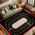 thumbnail image 1 of SPXUBZ Racing Track Velvet Area Rug, Black Road Pattern Rectangle Floor Carpet, Soft Plush Non Slip Rug for Game Room Bedroom 47.2"×31.5", 1 of 5