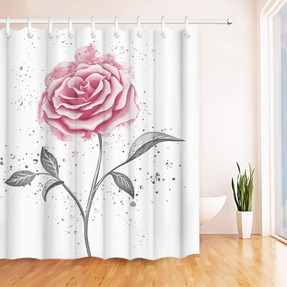 SPXUBZ Rose Shower Curtain Pink Flower Bathroom Accessories Decor