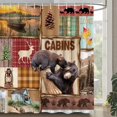 thumbnail image 1 of SPXUBZ Rustic Bear Cabin Deer Shower Curtain Farmhouse Forest Moose Elk Patchwork Buffalo Plaid Hunting Adventure Natural Scenery Fabric Polyester Bath Curtains Bathroom Set Hooks 72x72 Inch, 1 of 5
