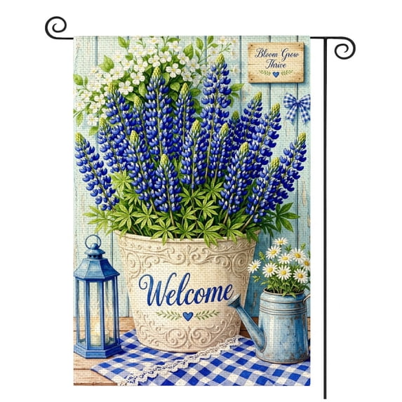 SPXUBZ Rustic Farmhouse Cow Welcome Garden Flag, Polyester Outdoor Lawn Yard Decorative Flag, 12x18 Inch Single-Sided