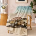 thumbnail image 1 of SPXUBZ Sea Turtle Beach Flannel Fleece Blanket Tropical Wildlife Throw Blanket Ocean Nature Design Soft Warm Blanket for Living Room Bedroom 60"x50", 1 of 5