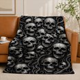 thumbnail image 1 of SPXUBZ Skull Pattern Flannel Fleece Blanket, Gothic Style Throw Blanket, Soft Cozy Warm Blanket for Bedroom Sofa Home Decor, 1 of 5