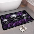 thumbnail image 1 of SPXUBZ Skull Roses Black Purple Pattern Non Slip Kitchen Mats Bathroom Rugs Floor Mats for Floor 31.5x20 inch, 1 of 5