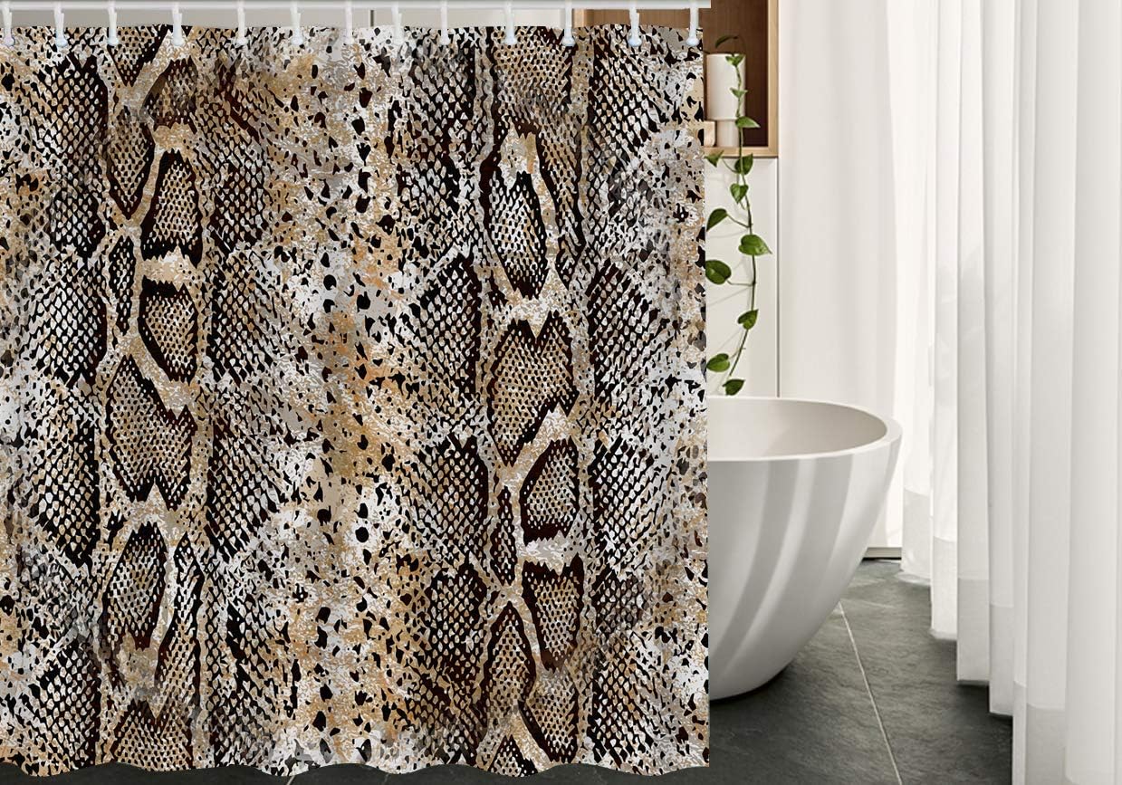 SPXUBZ Snake Fabric Shower Curtain with Hooks Skin Animal Dot Spotted