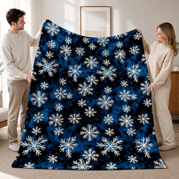 SPXUBZ Snowflake Pattern Throw Blanket 50x60 Inch, Winter Design Soft Fleece Blanket, Cozy Christmas Home Decor for Sofa Bed 50"x40"