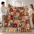 thumbnail image 1 of SPXUBZ Soft Warm Cozy Country Farmhouse Animals Red Plaid Quilt Flannel Throw Blanket For Bed Couch Sofa Rustic Decor Gift, 1 of 3