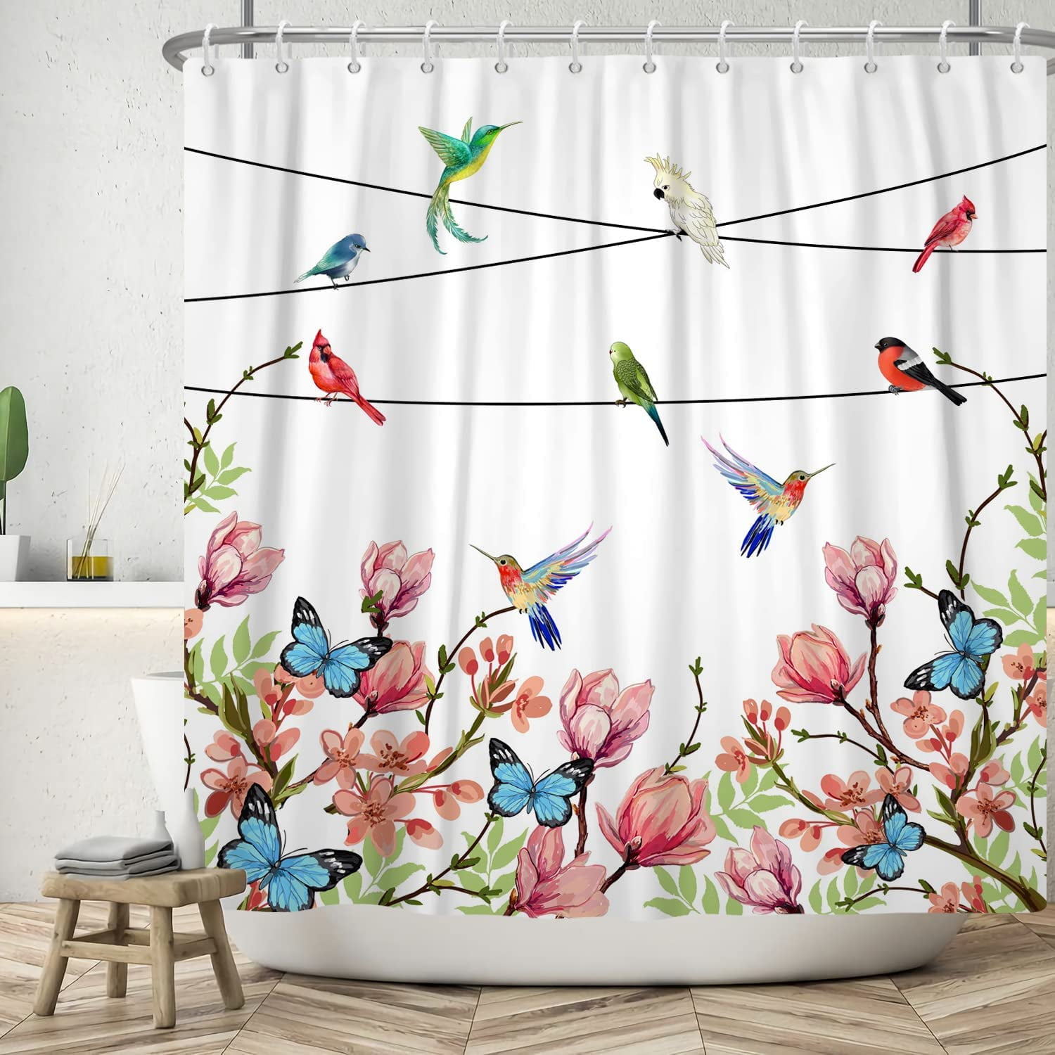 FuShvre fushvre bee shower curtain bumble bee floral bathroom