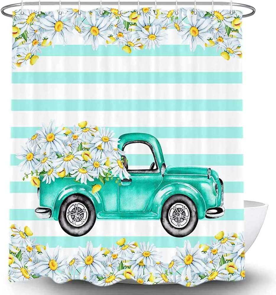 Daisy Fabric Shower Curtain With Attached Valance - Polyester, 70" X 72", Multi-Color 5 thumbnail image