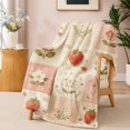 thumbnail image 1 of SPXUBZ Strawberry Floral Patchwork Flannel Fleece Blanket, Cute Garden Throw Blanket, Soft Cozy Warm Blanket for Bedroom Home Decor 50"x40", 1 of 5