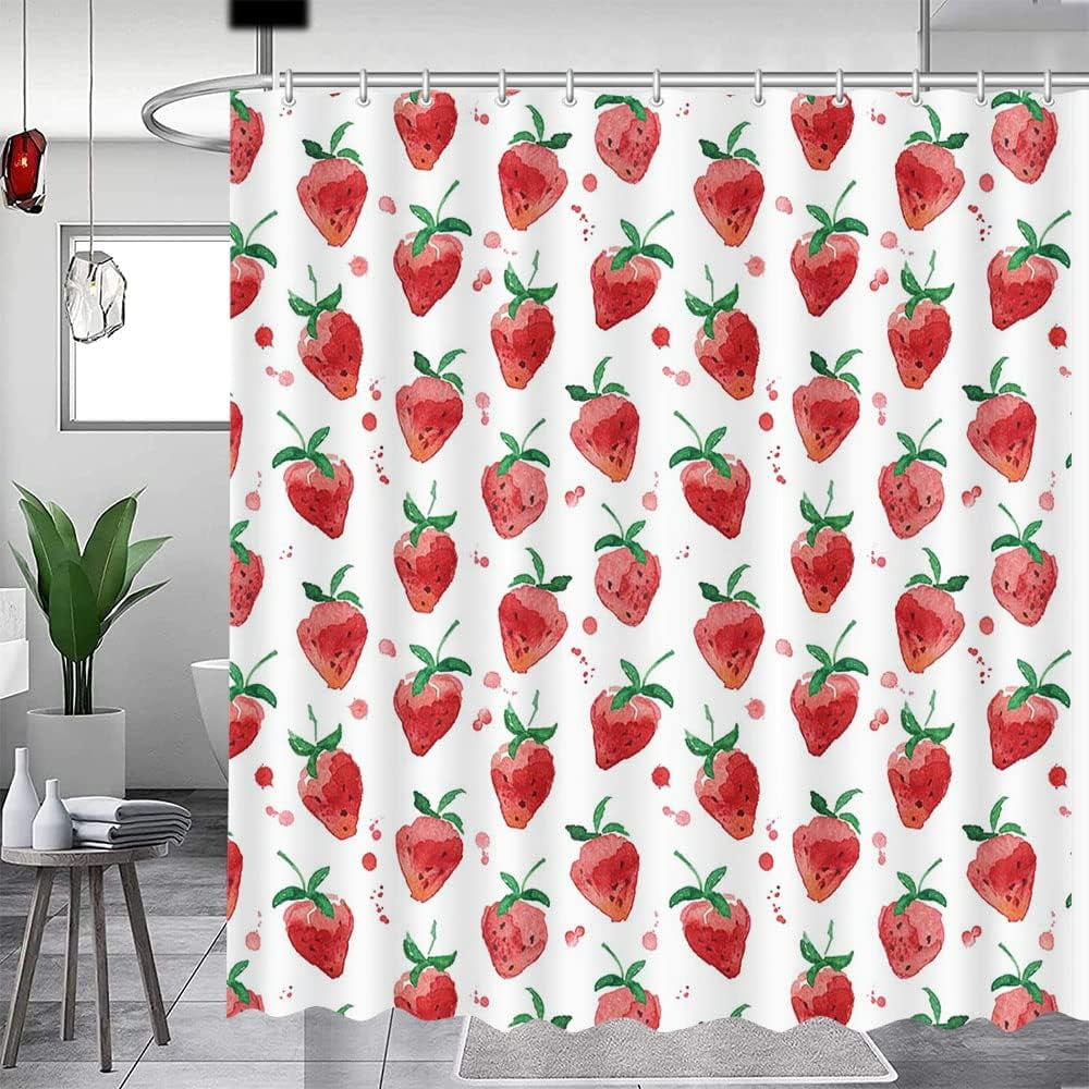 SPXUBZ Strawberry Shower Curtains for Bathroom Strawberry Bathroom