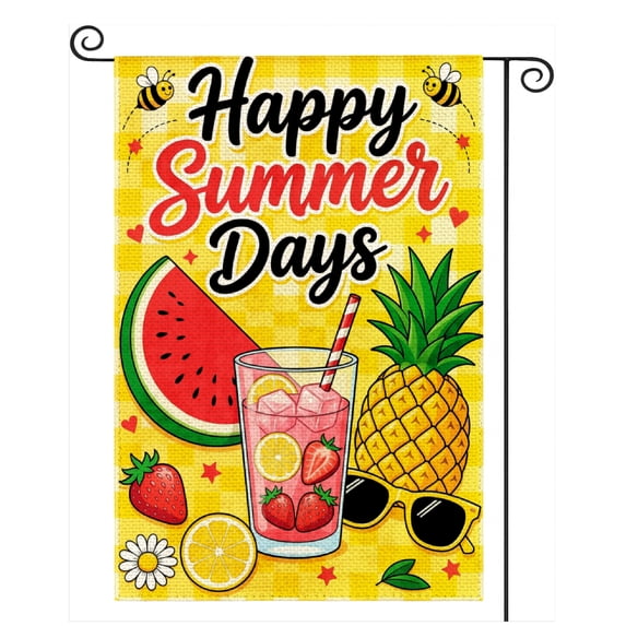SPXUBZ Summer Fruit Garden Flag 12x18 Inch, Watermelon Lemon Tropical Linen Yard Flag, Outdoor Decorative Flag for Garden Lawn Porch Patio Seasonal Decoration