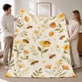 thumbnail image 1 of SPXUBZ Sunflower Bee Botanical Flannel Fleece Throw Blanket, Vintage Wildflower Print Soft Lightweight Blanket, Farmhouse Decor Throw for Sofa Bed, 1 of 5