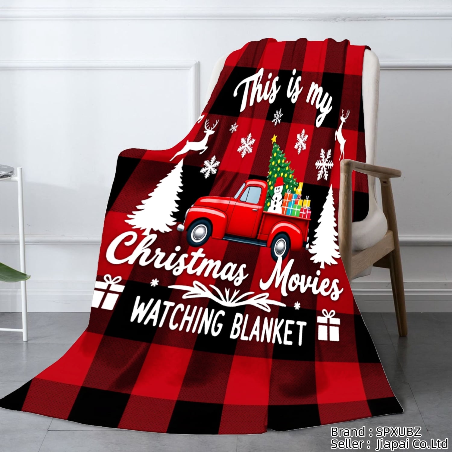 SPXUBZ This is my Christmas Movies Watching Throw Blanket Red Plaid Flannel Throw Blanket for Winter Christmas Gift Home Sofa Bed Decoration 80x60 inch
