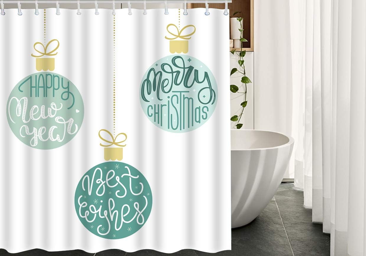 SPXUBZ Three Hanging Christmas Ornaments Fabric Shower Curtain with